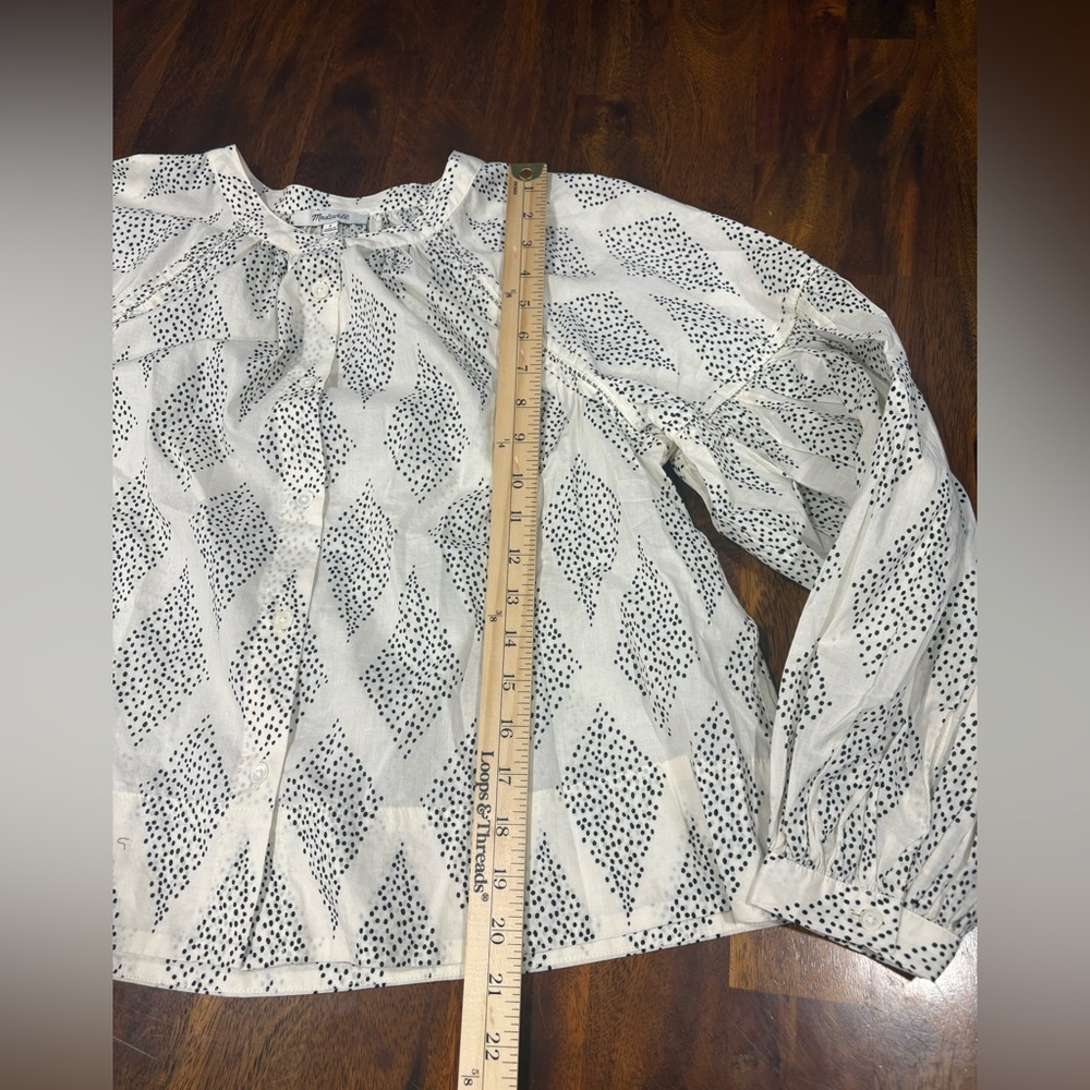 NWT! Madewell | Lighthouse Shirred Balloon-Sleeve Top in Geometric Print | S - Picture 7 of 7